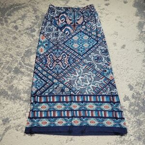 Cato Blue and Pink Geometric Pencil Skirt